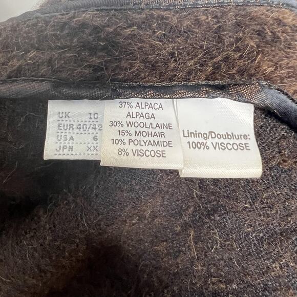 Nicole Farhi Coat Womens 6 Alpaca Wool Mohair Blend Double Breasted Made Italy - Picture 12 of 14